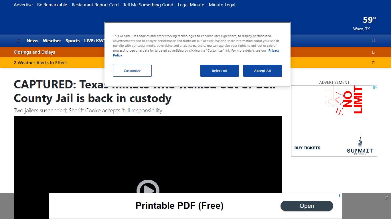 CAPTURED: Texas inmate who walked out of Bell County Jail is back in custody